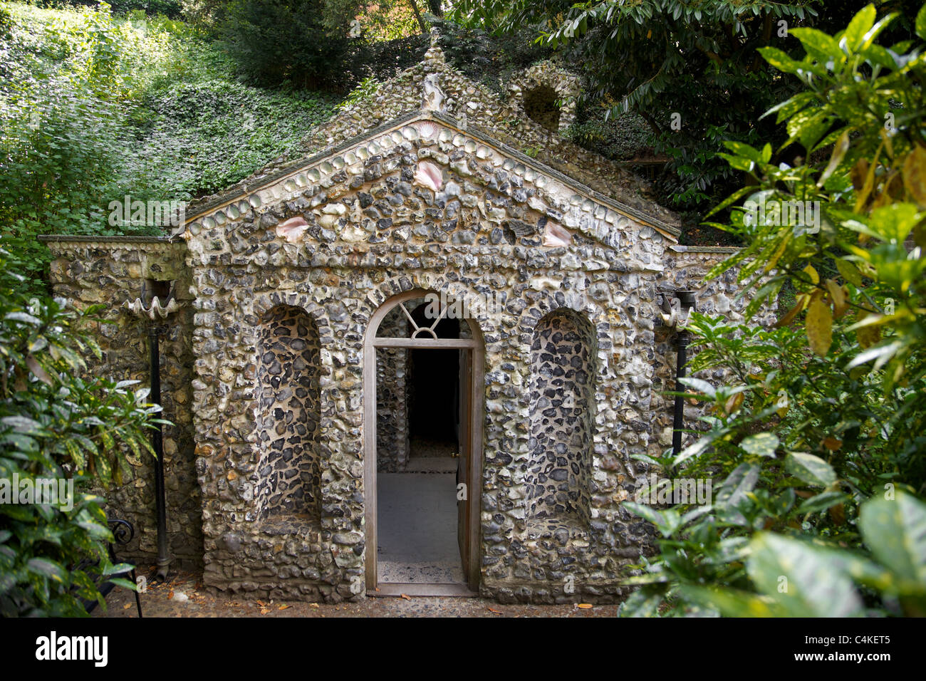 Entrance to Scotts grotto, Ware, Hertfordshire, the biggest grotto in England Stock Photo