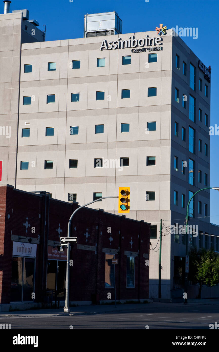 Assiniboine Credit Union logo is seen on a building in Winnipeg Stock