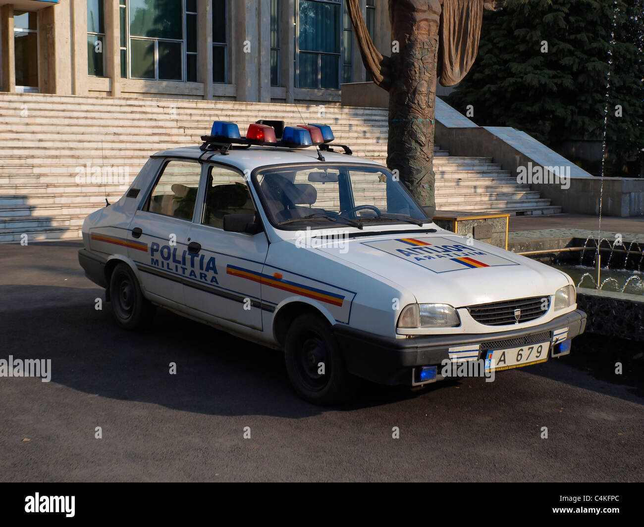 Military Police, Dacia 1310 in Romania. - Stock Image