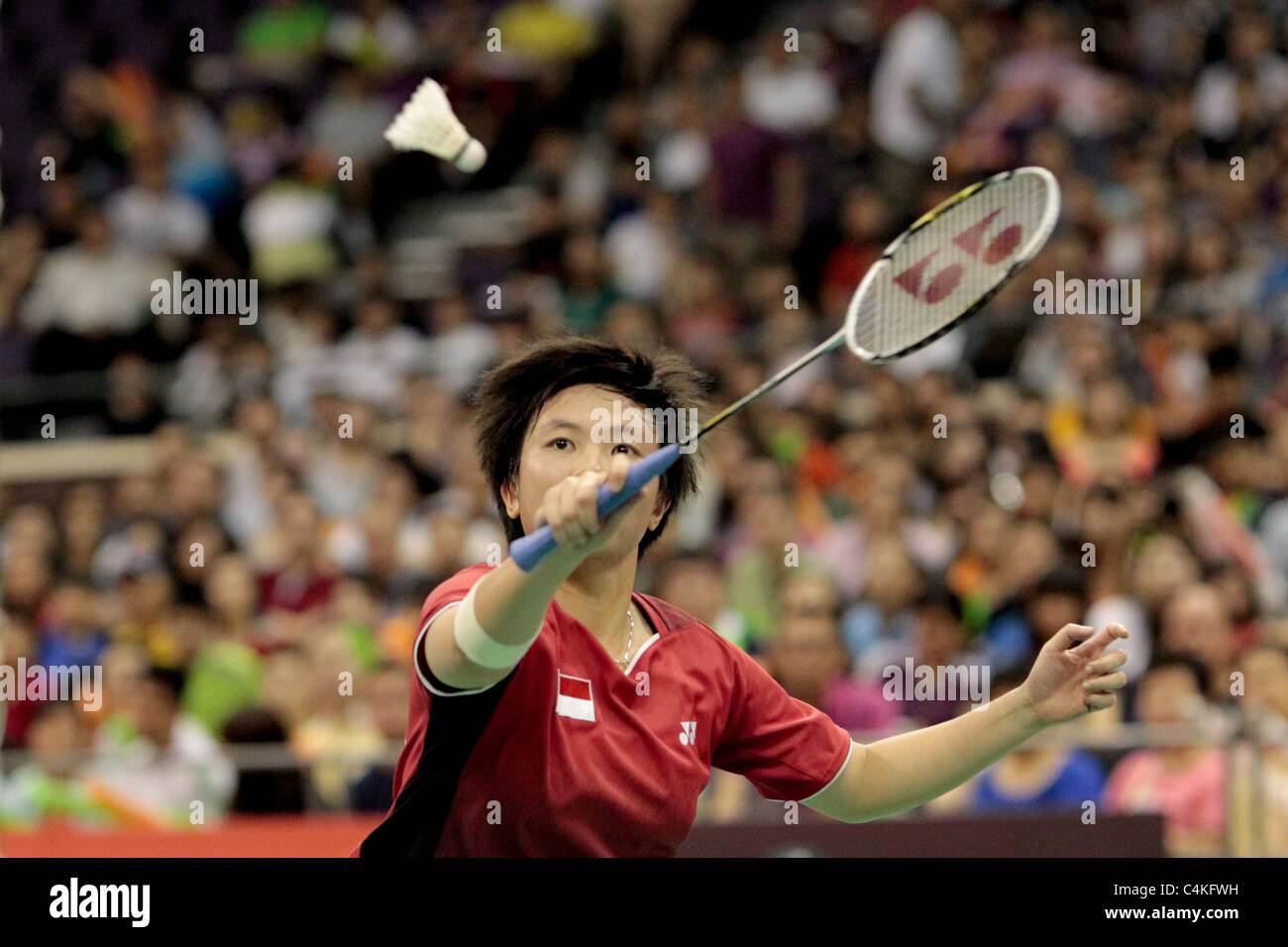 Liliyana Natsir of Indonesia in action during their Mixed Double Finals