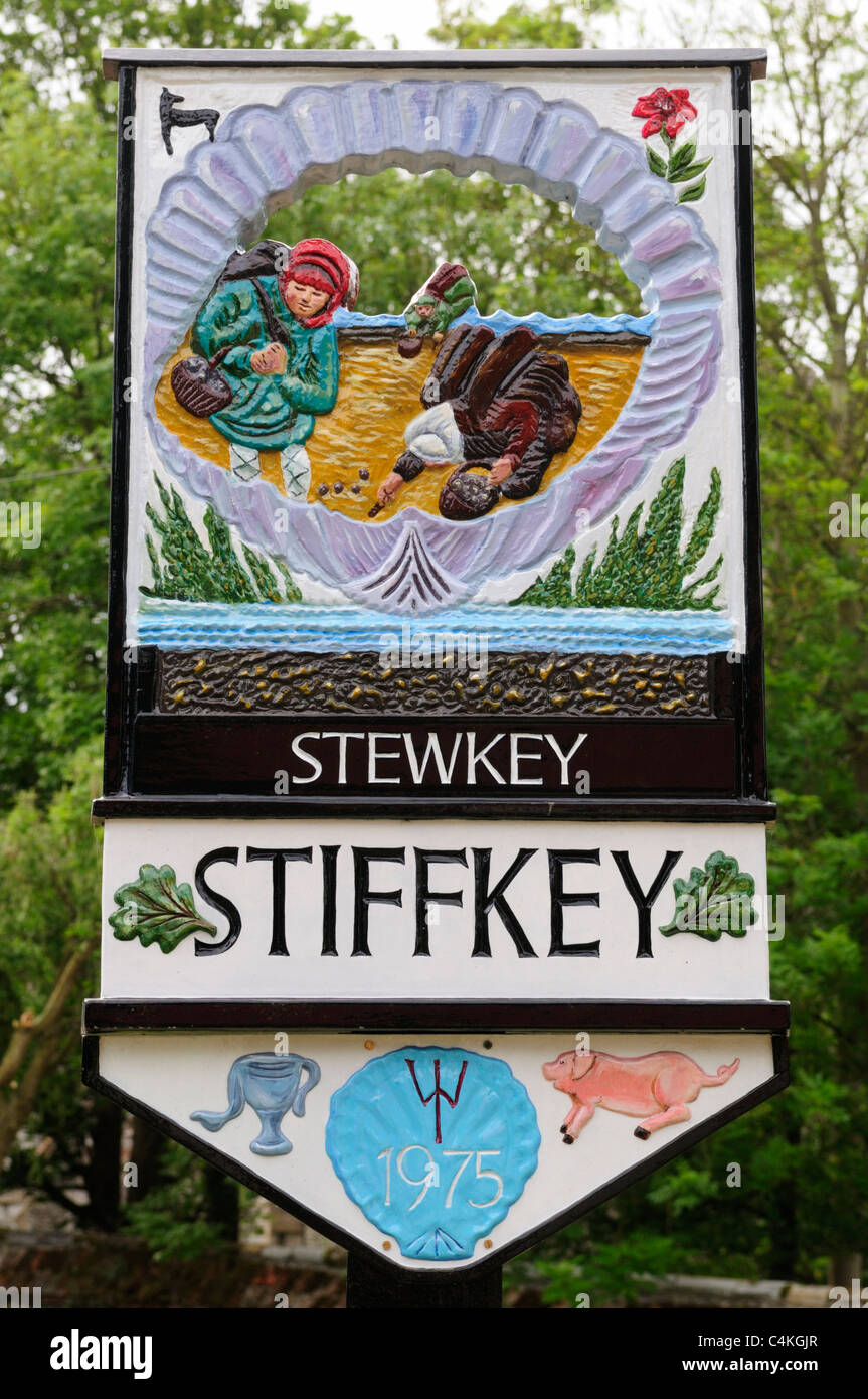 Stiffkey Village Sign, Norfolk, England, UK Stock Photo