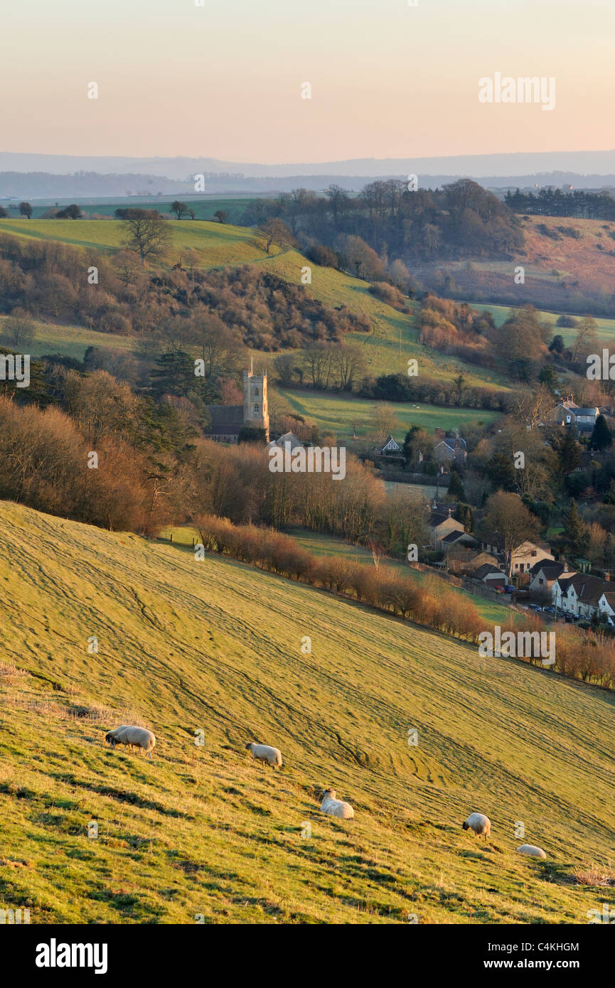 View of the village of Corton Denham, Somerset, UK. Stock Photo
