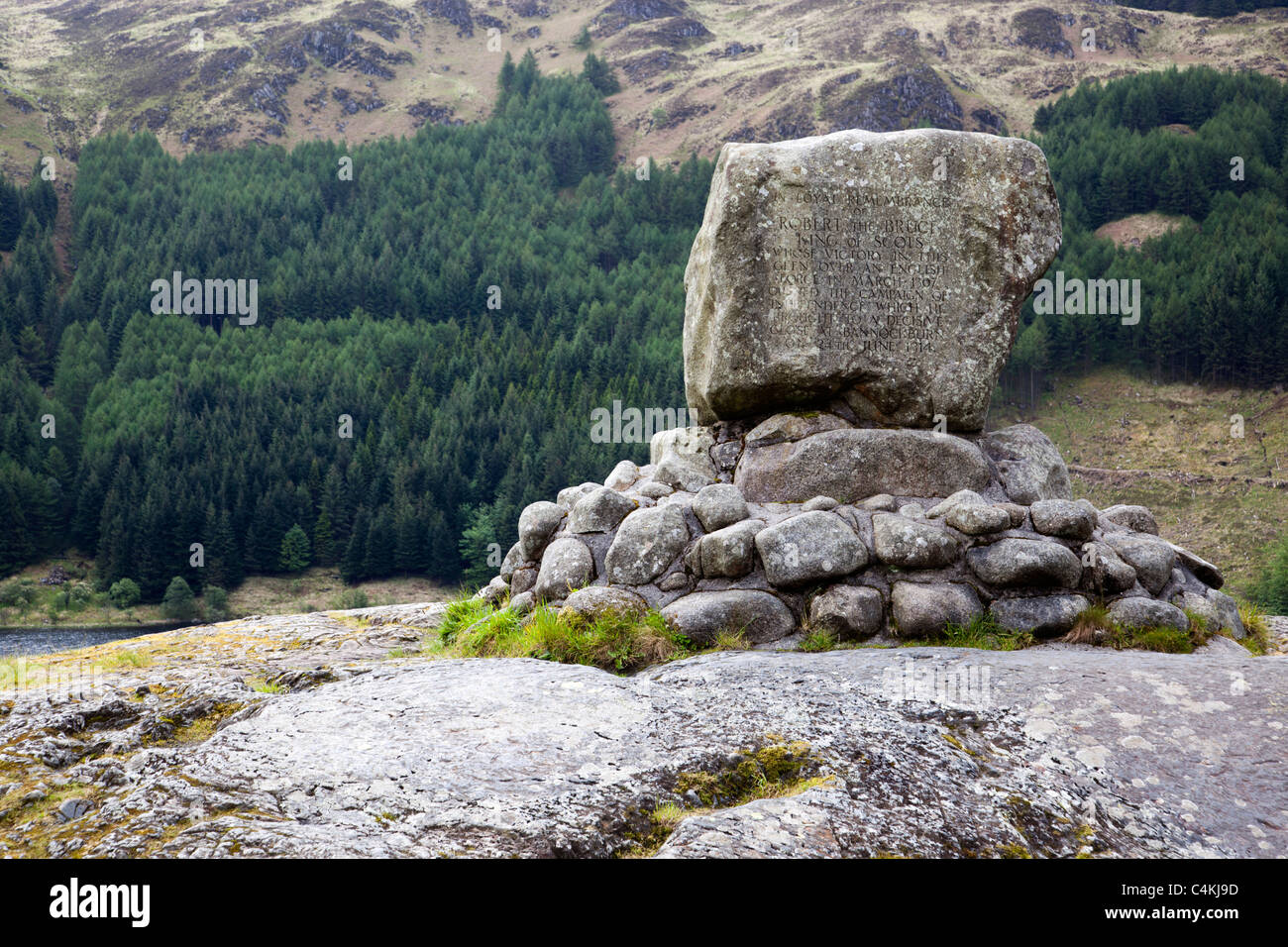 Glen Trool; Robert the Bruce memorial stone; Dumfries and Galloway; Scotland Stock Photo