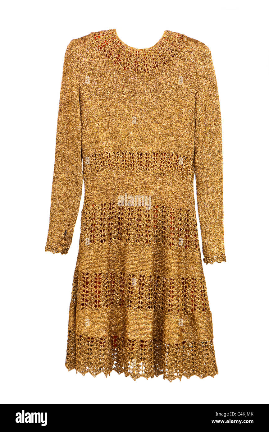 Vintage 1960's designer gold evening dress Stock Photo