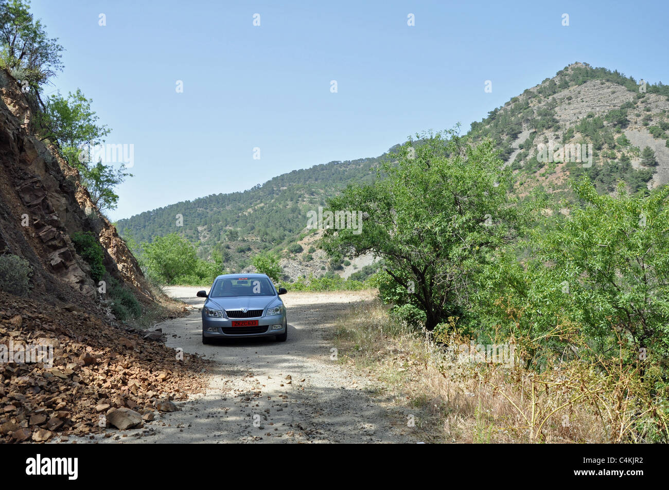 Hire care off roading in Troodos mountains in Cyprus Stock Photo