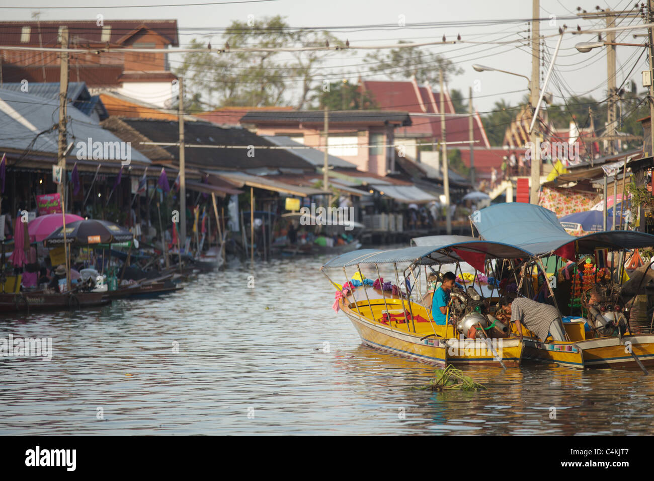 Scene Of Amphawa Floating Market In Thailand 100km From Bangkok