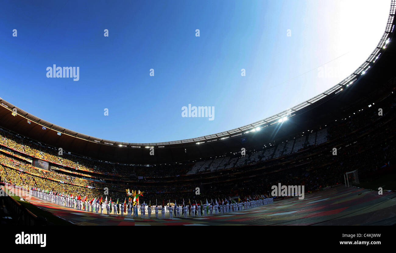 Soccer City Stadium under blue skies during the opening ceremony of the 2010 FIFA World cup Stock Photo