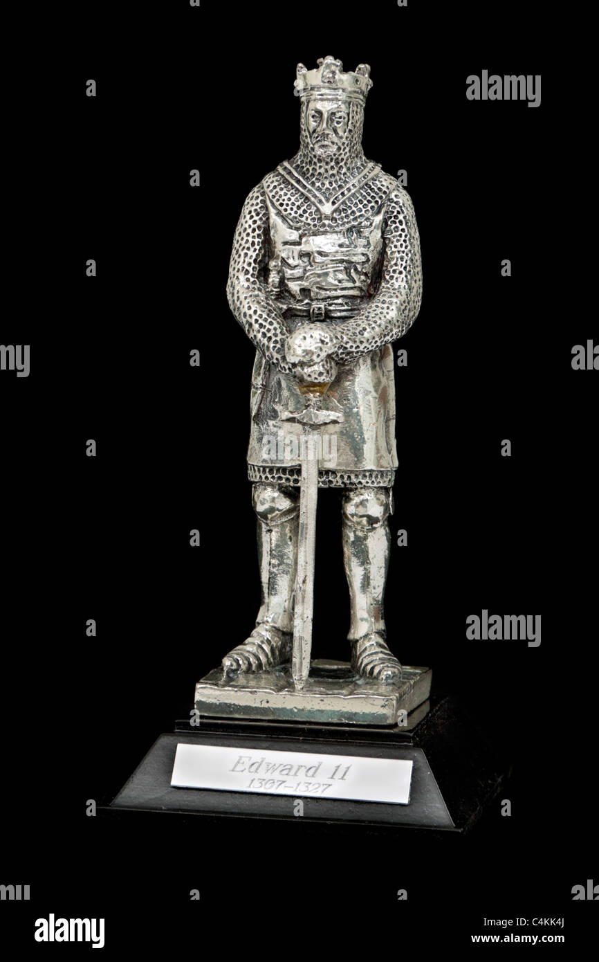 King Edward II (1307-1327) pewter sculpture by Royal Hampshire Art Foundry Stock Photo