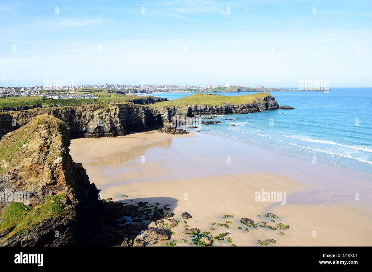 Whipsiderry beach at Newquay in Cornwall, UK Stock Photo