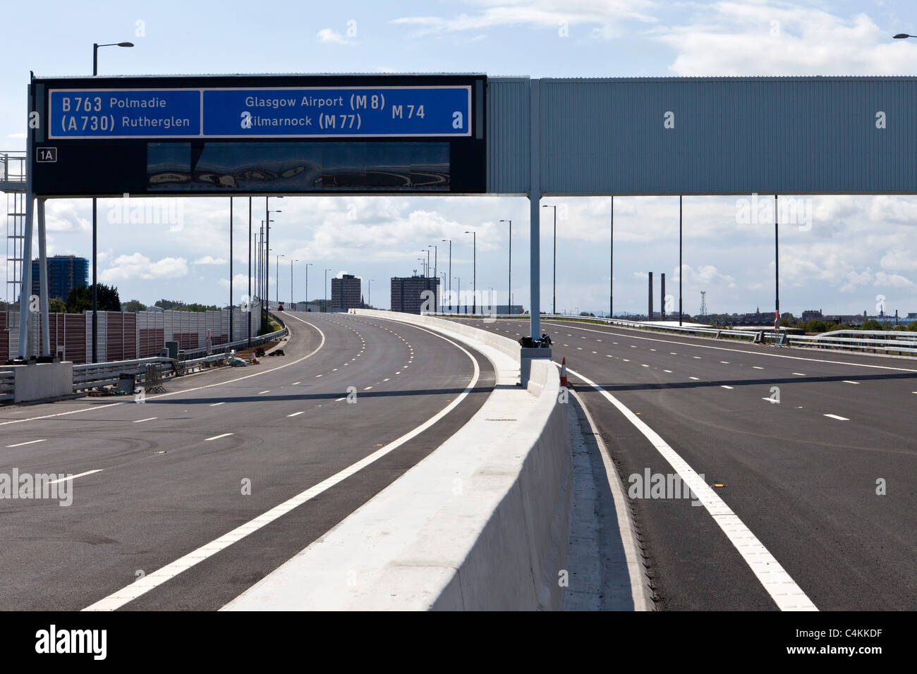 New motorway extension which joins the M8 and M74 roads Stock Photo
