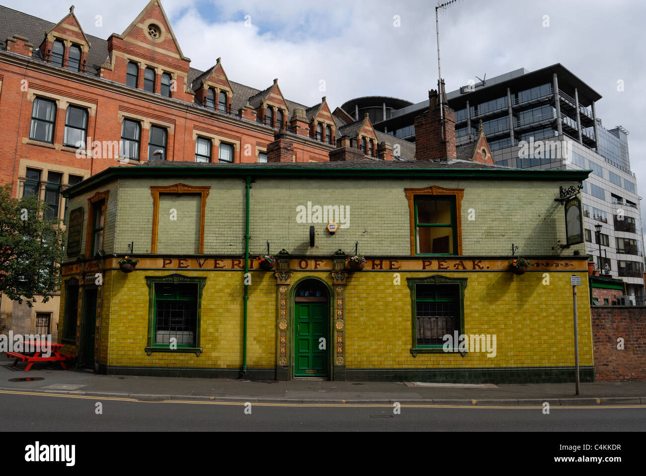 The Peveril of the Peak public house in Manchester, a tile public house which is one of Manchesters most well known. Stock Photo