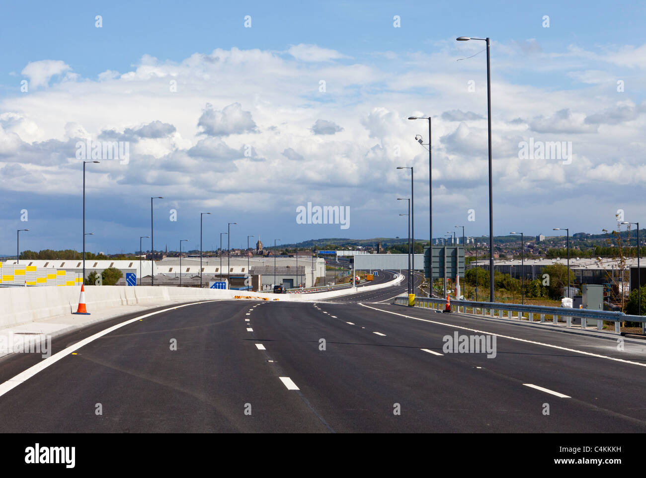 New motorway extension which joins the M8 and M74 roads Stock Photo