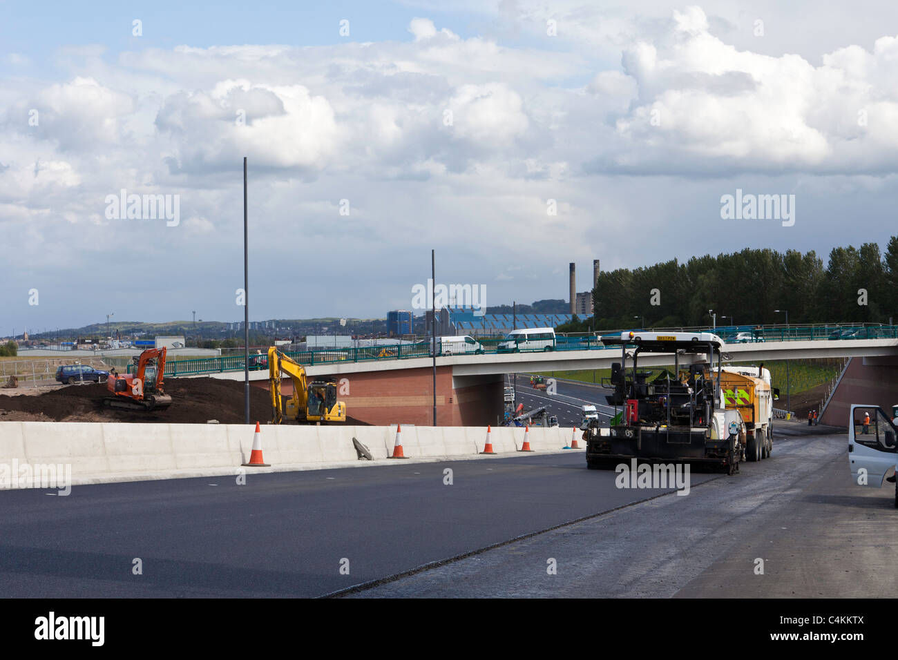 New motorway extension which joins the M8 and M74 roads Stock Photo