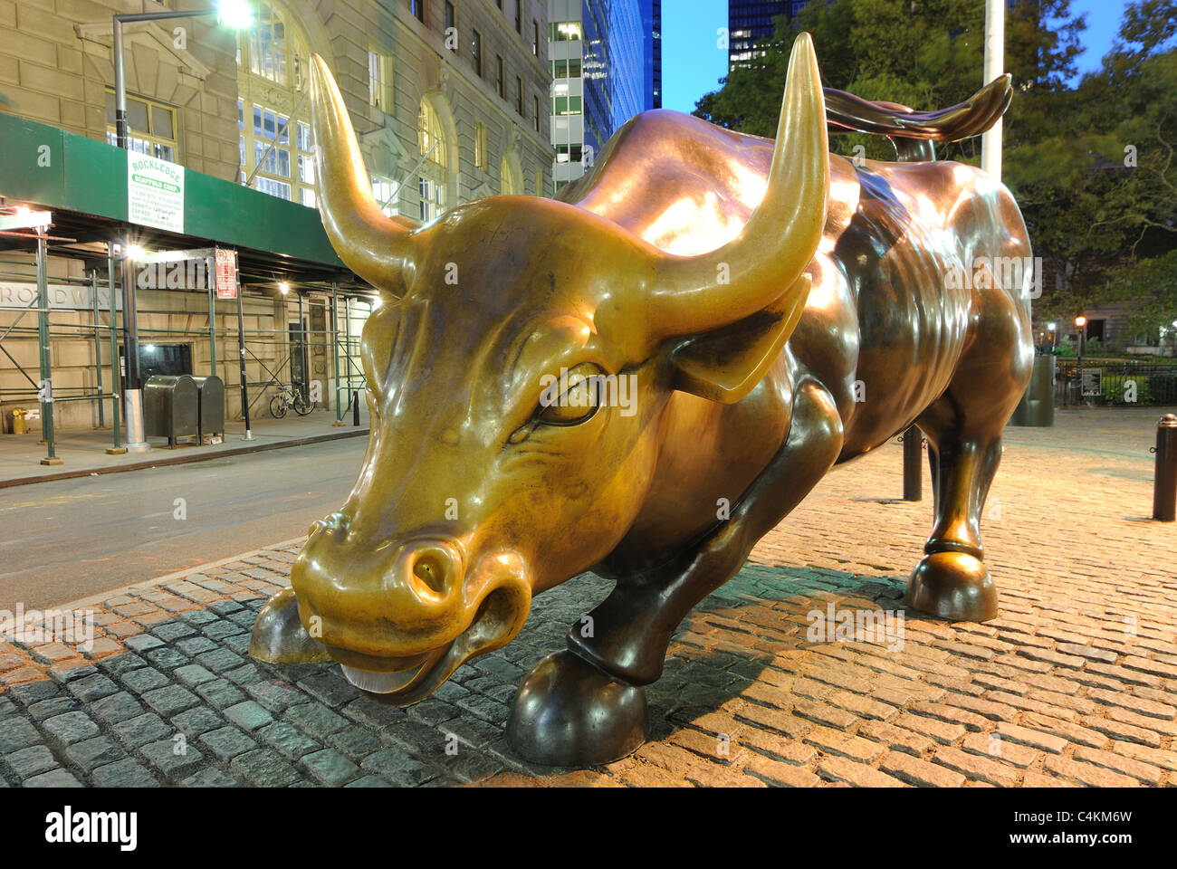 Charging Bull, a symbol of American perserverance, in New York City. October 13, 2010. Stock Photo