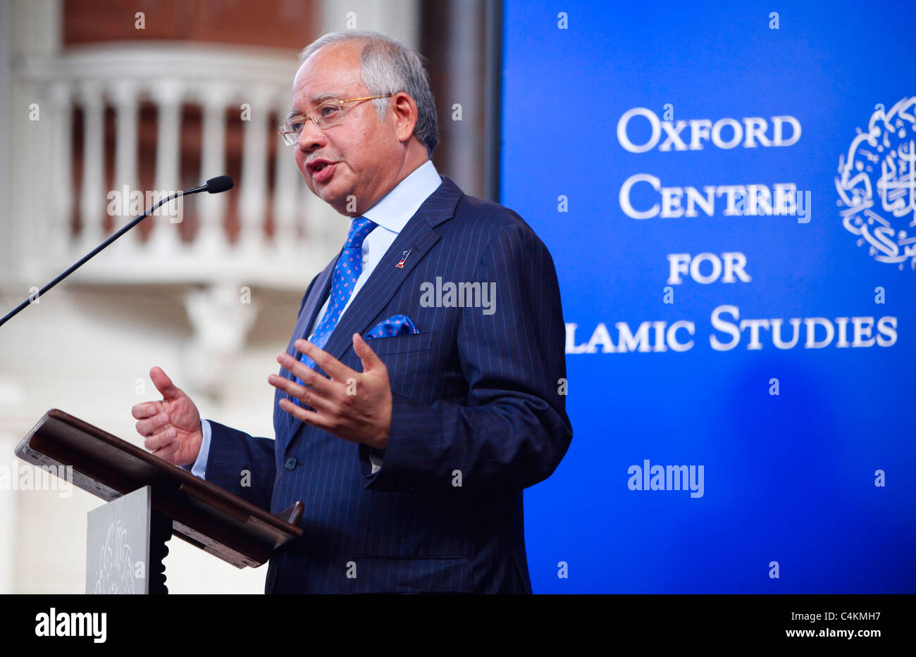OXFORD - MAY 16: Prime Minister of Malaysia, Dato' Sri Mohd Najib Tun Razak delivering a talk at the University of Oxford Stock Photo