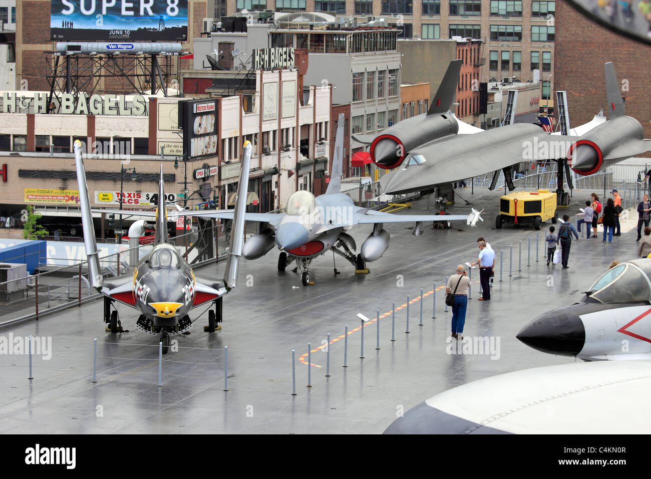 Aircraft on display on the flight deck of the USS Intrepid Aircraft Carrier museum Pier 86 Hudson River Manhattan New York City Stock Photo
