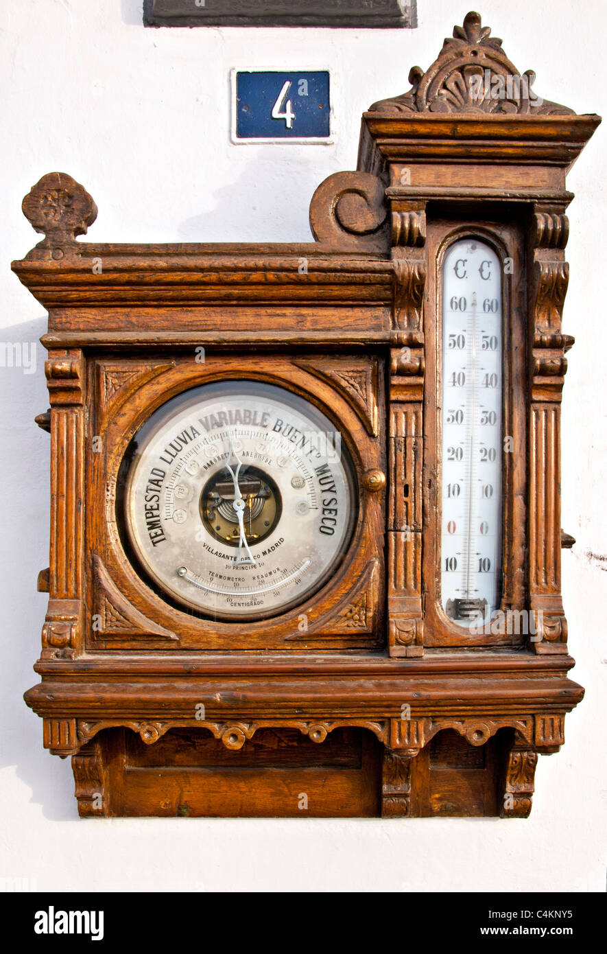 Ornate Spanish barometer,Luarca, Asturias,Northern Spain Stock Photo