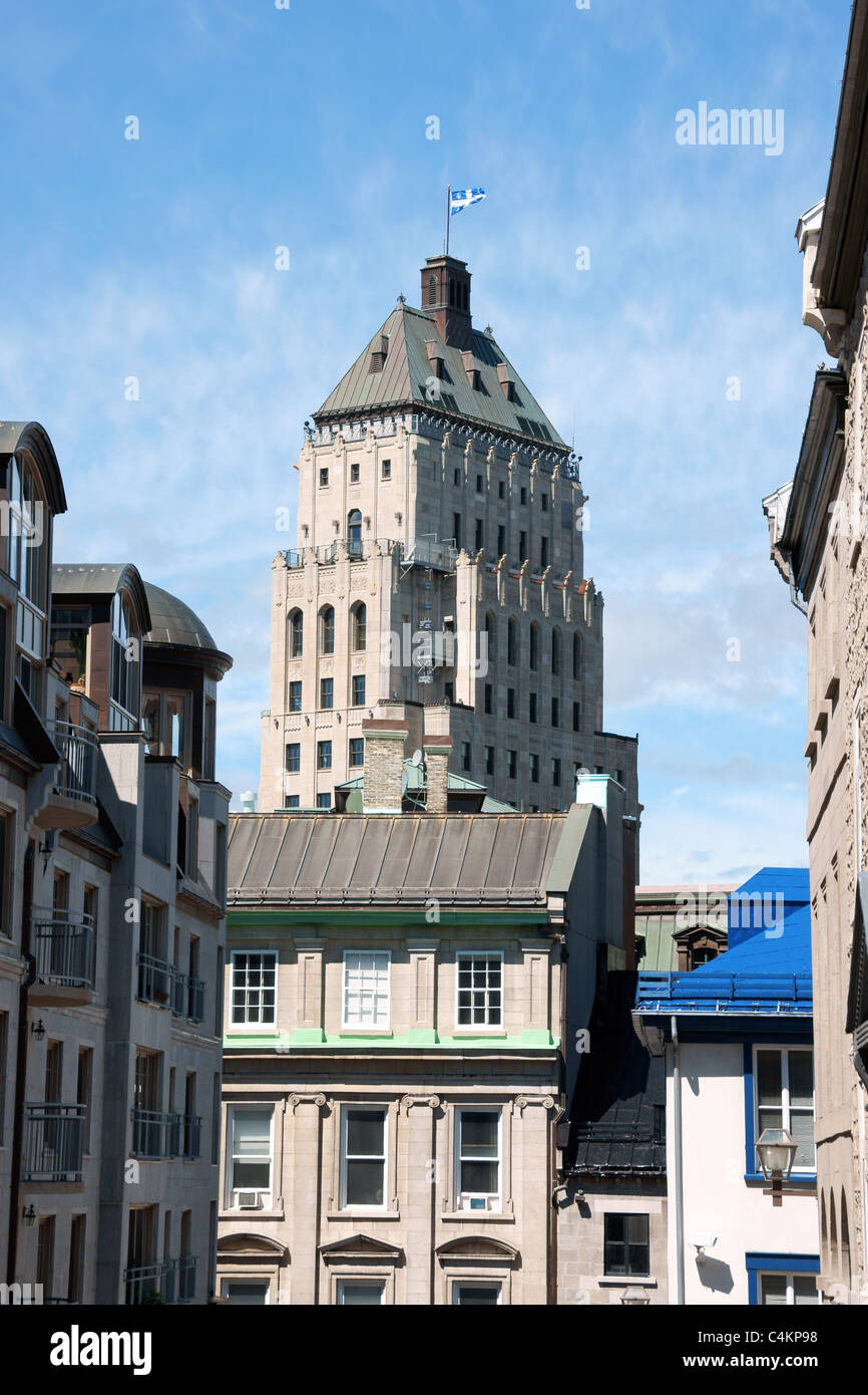 Glimpse of old Quebec City historical center and Price Building Stock Photo