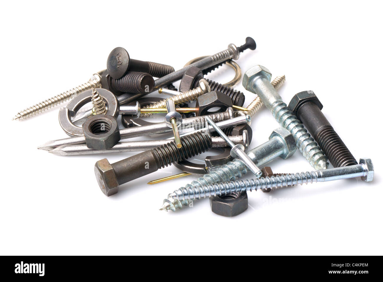 Group Of Different Type Of Bolts Nut And Rivets Isolated On White Studio Shot Stock Photo Alamy