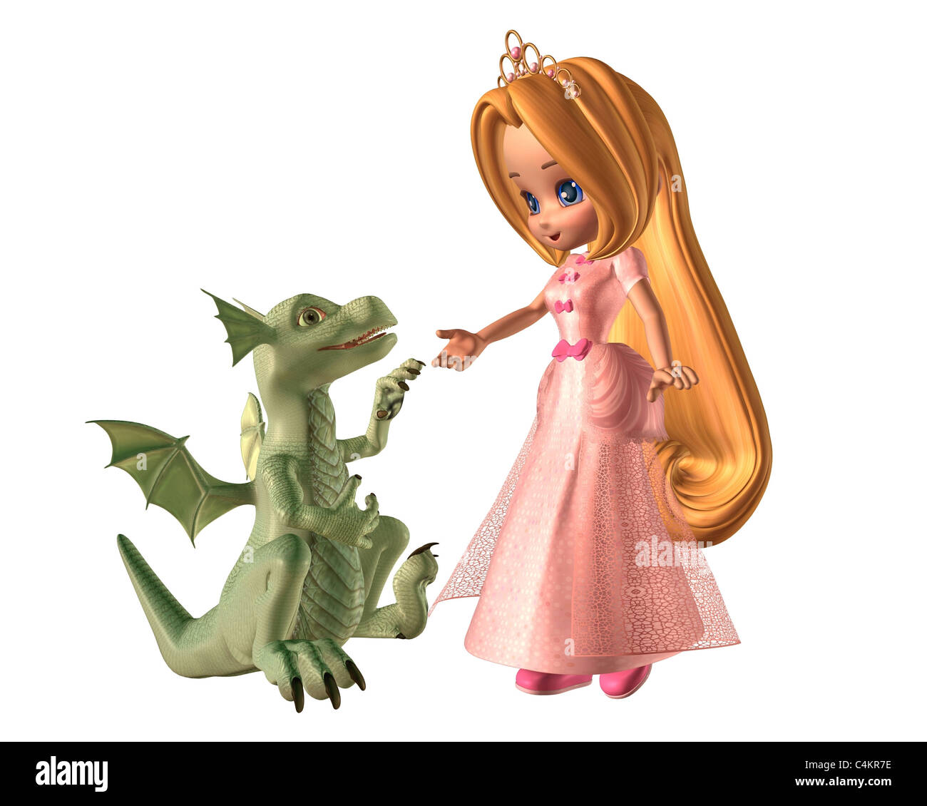 Toon Princess and Baby Dragon Stock Photo