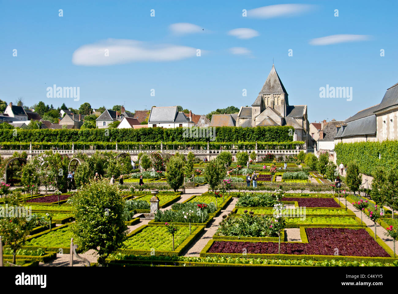 View over the Potager Garden, Chateau de Villandry, Indre et Loire, France Stock Photo
