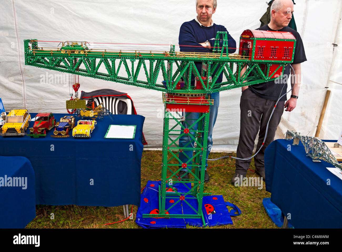Model of a Titan crane made from traditional Meccano exhibited by members of the Meccano Society of Scotland Mauchline Holy Fair Stock Photo