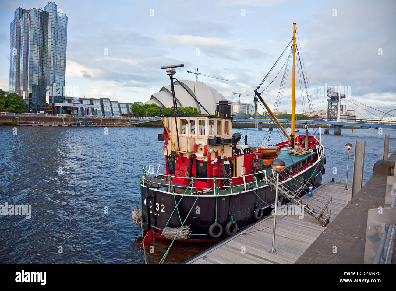 Steam Lighter VIC 32, berthed at Pacific Quay on the River Clyde, just west  of central Glasgow, Scotland. AKA 'Clyde Puffer' Stock Photo - Alamy