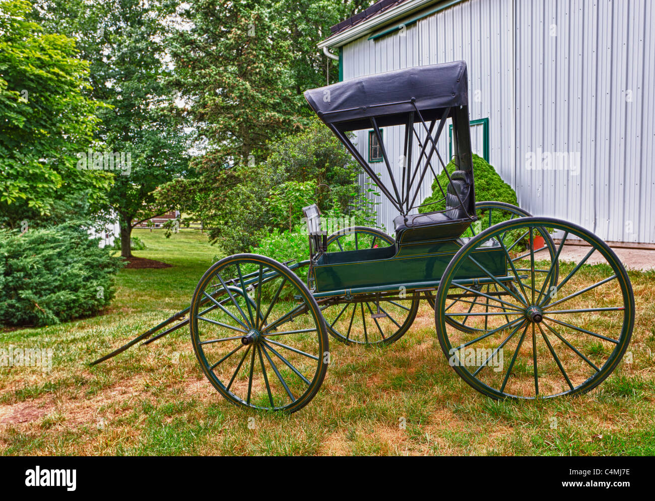 Old fashioned Amish horse-drawn buggy, USA Stock Photo