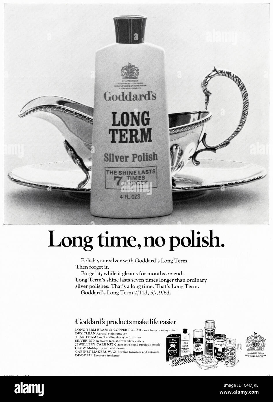 Full page original advertisement in fashion magazine circa 1969 for  GODDARD'S silver polish Stock Photo - Alamy