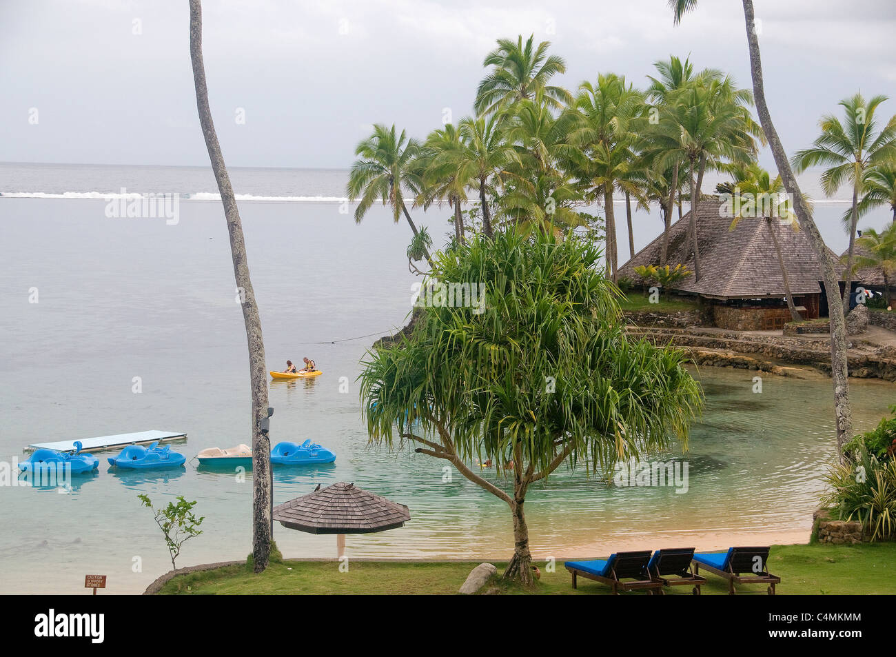 A pretty place to stay on the Fiji Coral Coast is the Warwick Fiji Resort & Spa and their beach is just one beautiful amenity. Stock Photo