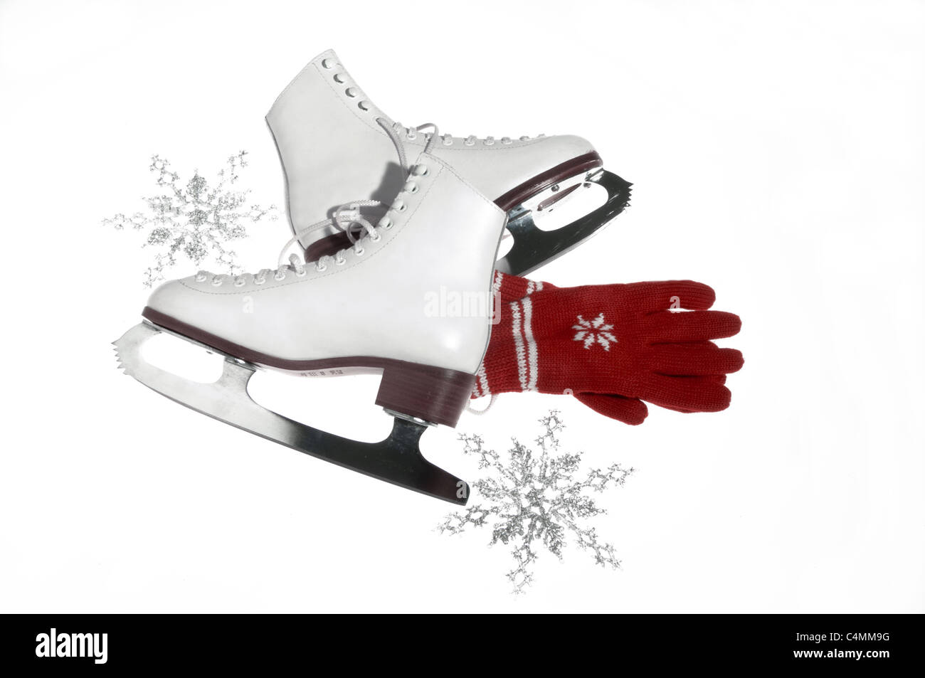 ice skates and gloves Stock Photo