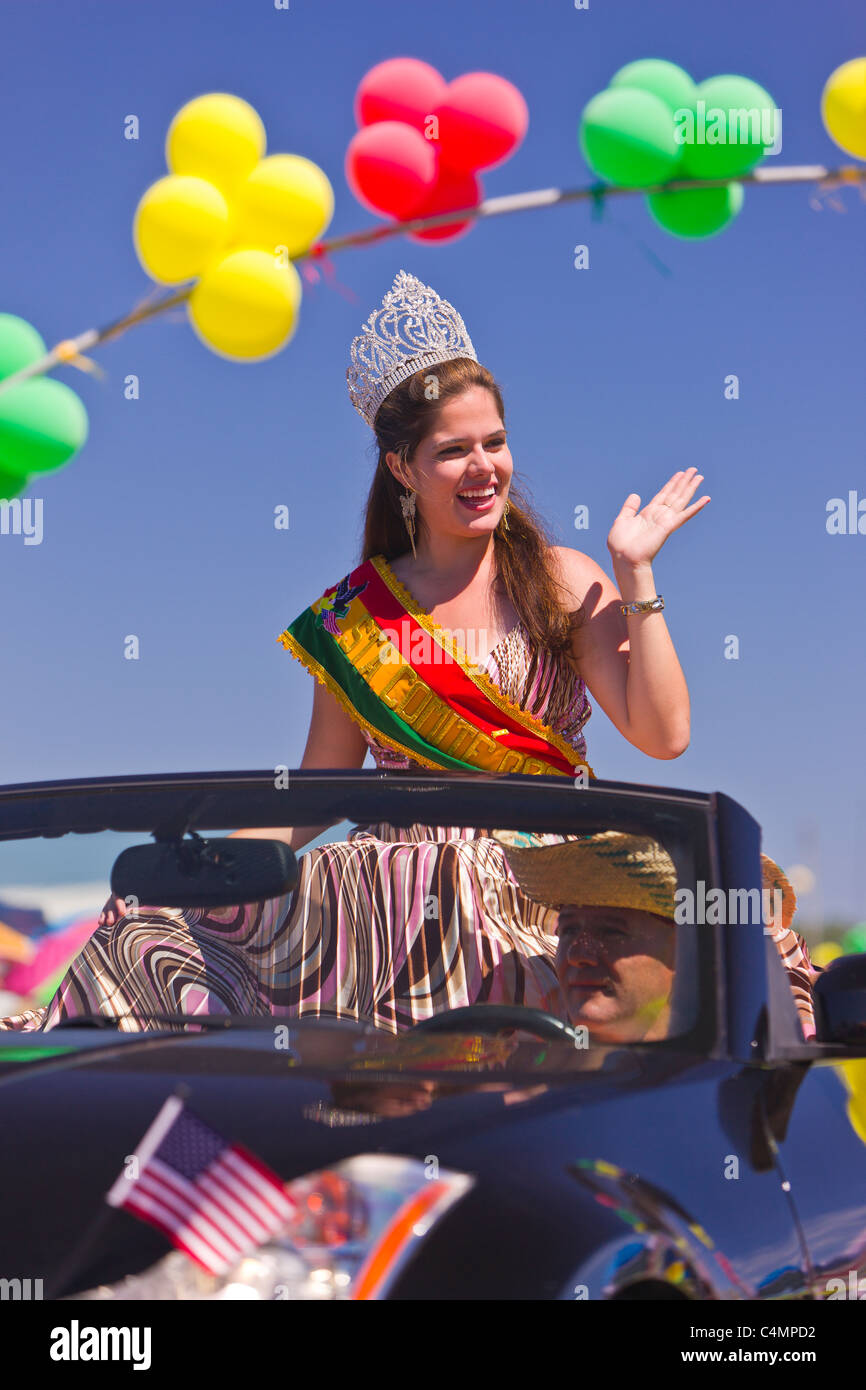 MANASSAS, VIRGINIA, USA - Miss Comite de Pro Bolivia, during Bolivian folklife festival parade. Stock Photo