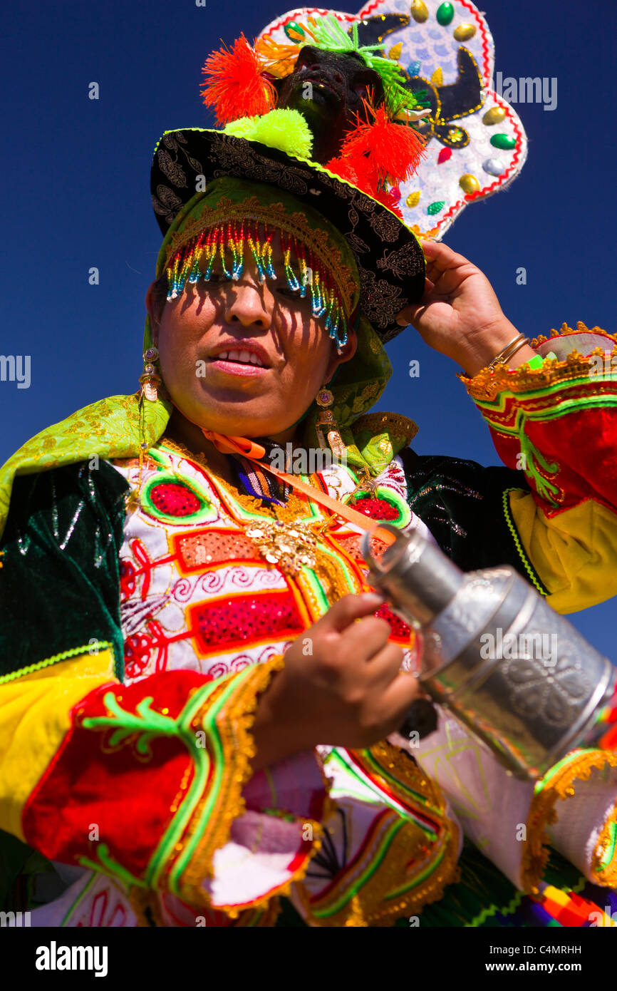 MANASSAS, VIRGINIA, USA - Bolivian folklife festival parade with dancers in costume. Stock Photo