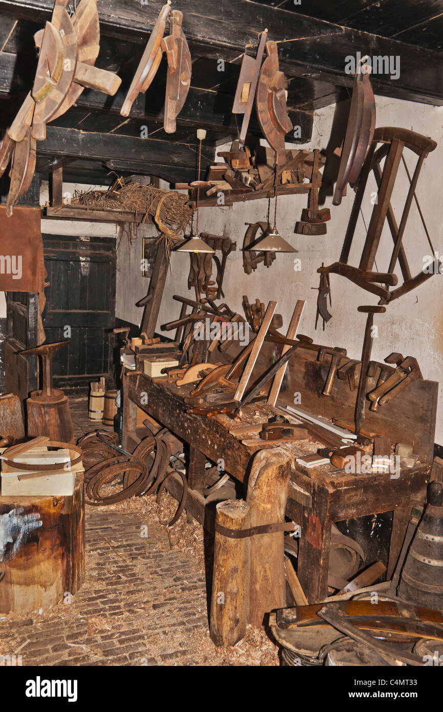Blick in eine alte Tischlerei | View inside an old carpenter's workshop Stock Photo