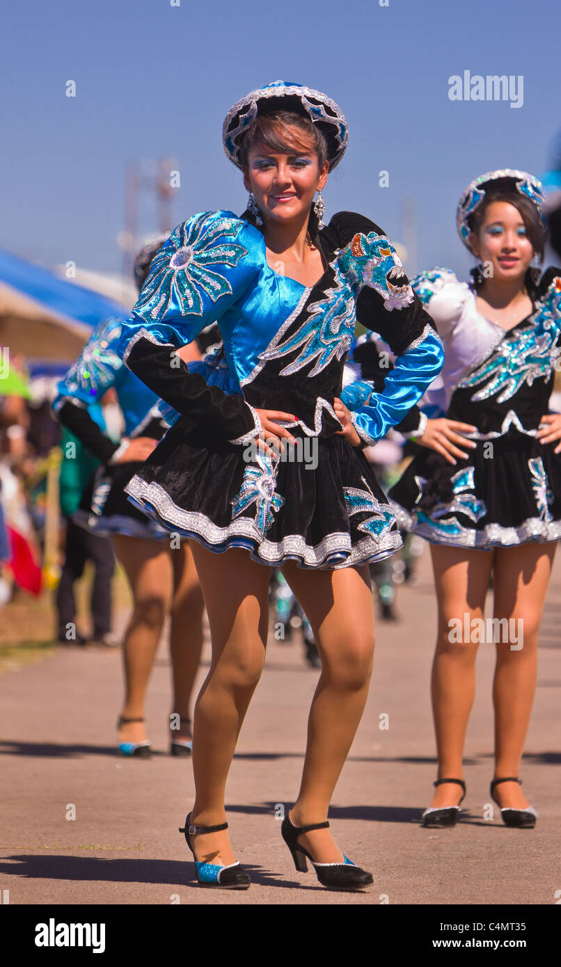 MANASSAS, VIRGINIA, USA - Bolivian folklife festival parade with dancers in costume. Stock Photo