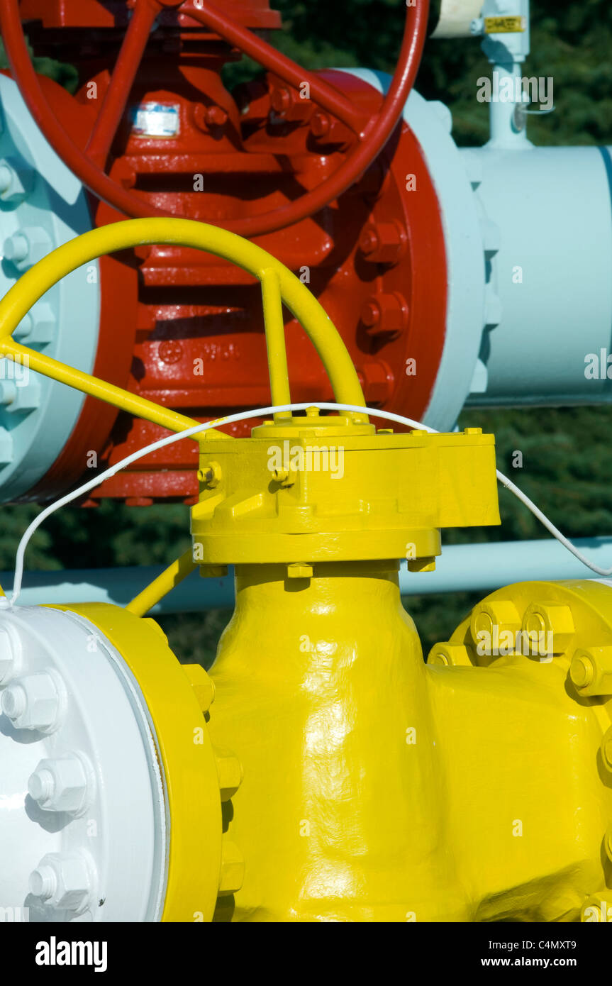 colorful natural gas pipe valves Stock Photo Alamy
