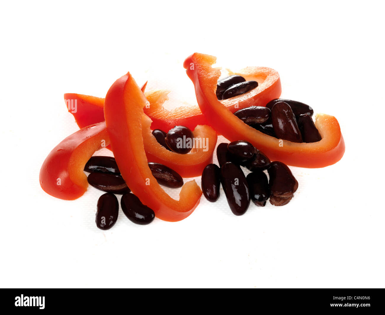 Red peppers kidney beans food ingredients vegetables raw uncooked mixed