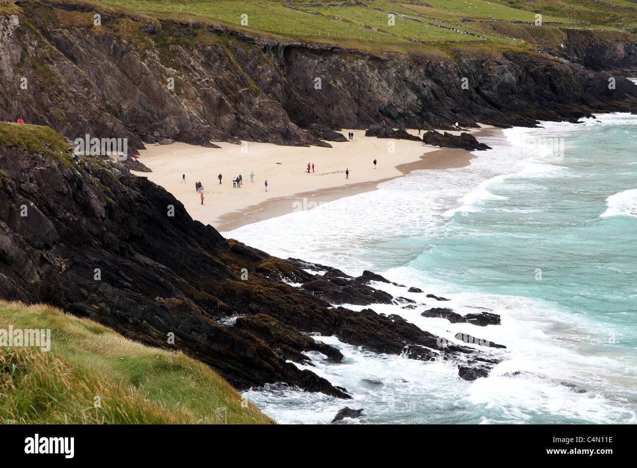 rainy day on the beach, Slea Head, Dingle Peninsula, Ireland Stock Photo