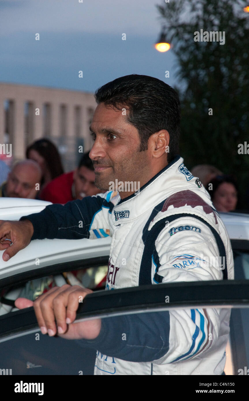 Olbia, Sardinia, Italy: SWRC driver Nasser Al-Attiyah from Qatar before the start ceremony of Rally d'italia Sardegna 2011. Stock Photo