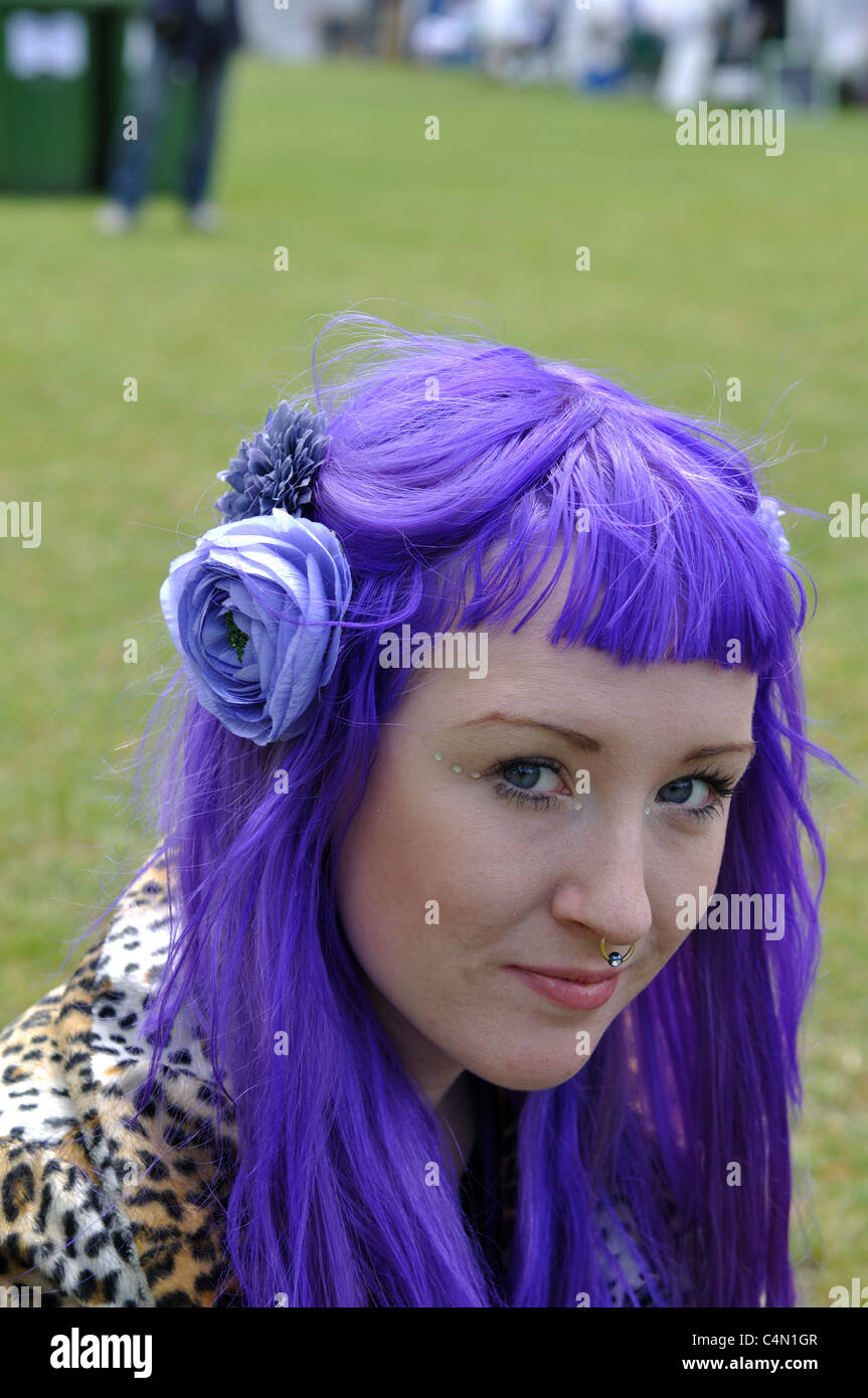 Girl with purple hair Stock Photo Alamy