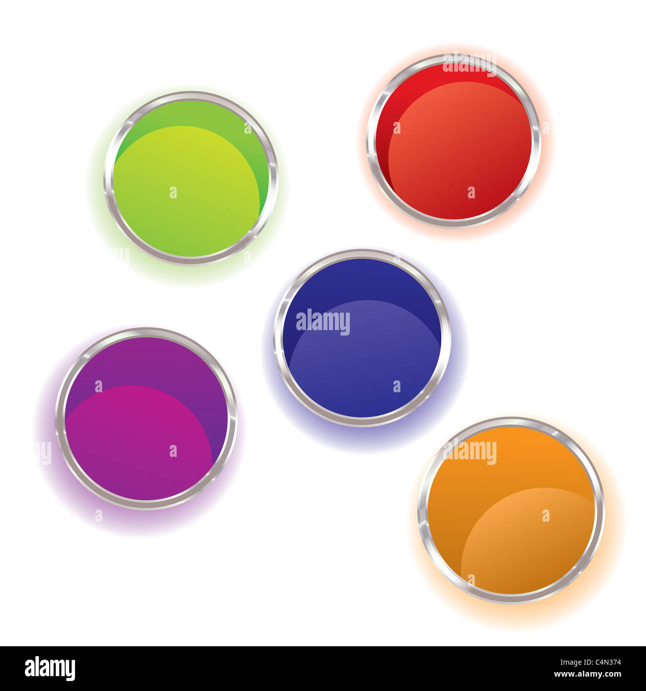 Abstract brightly coloured paint pots collection with shadow Stock