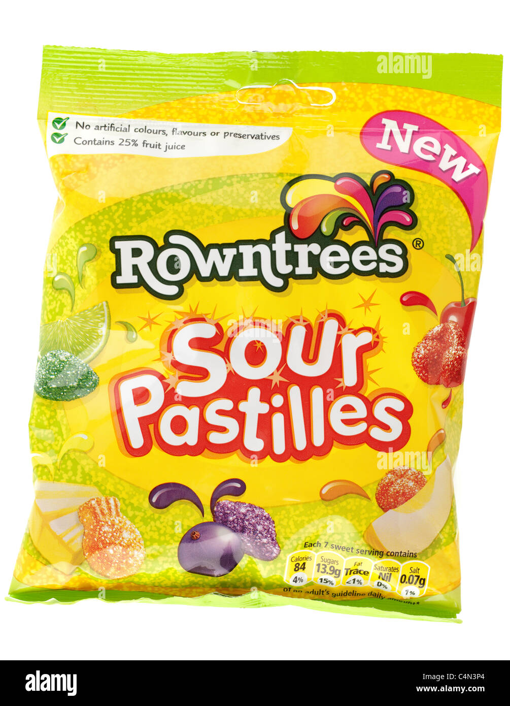 Packet of Rowntrees sour pastilles Stock Photo