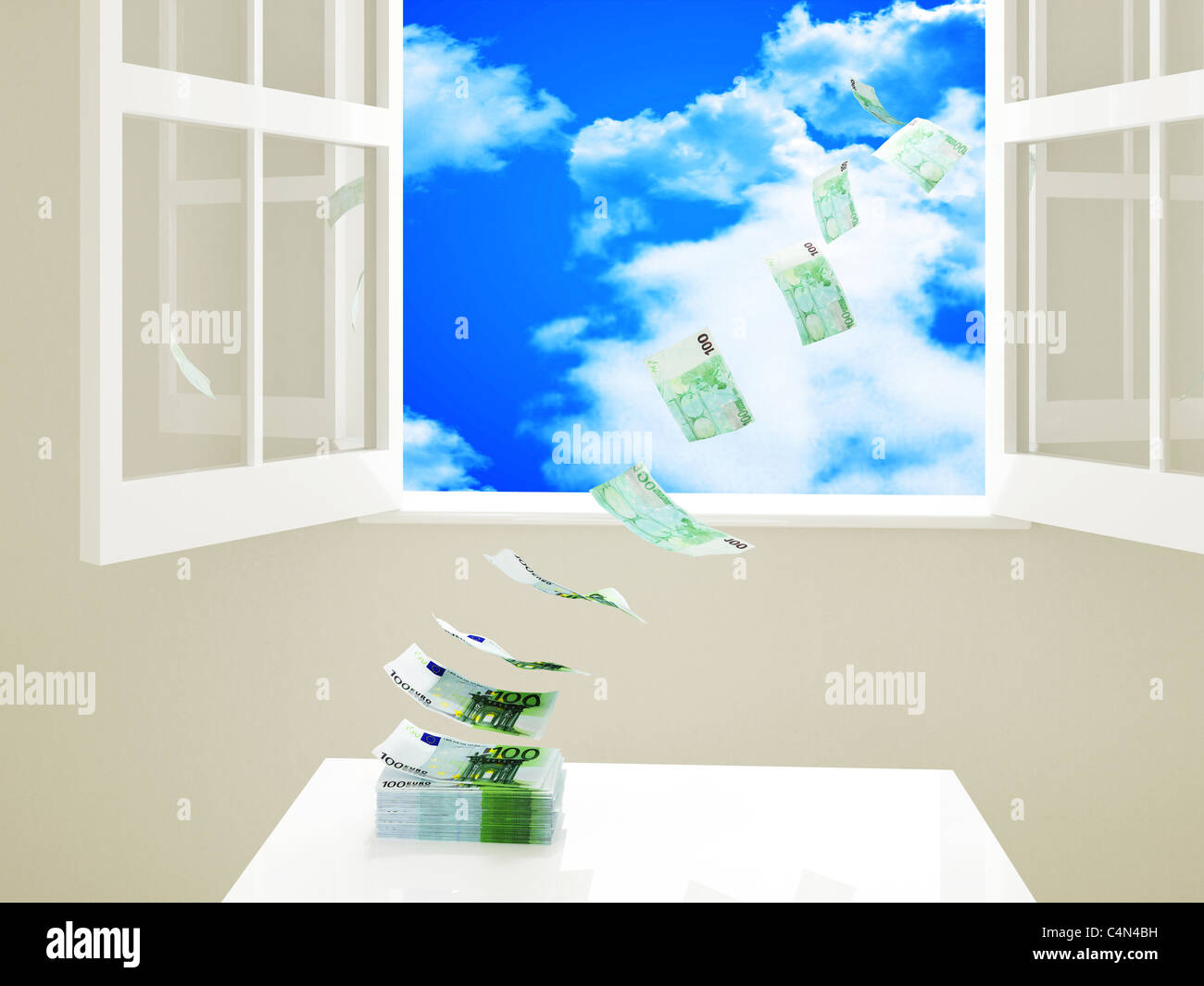 3d image of euro money fly away Stock Photo