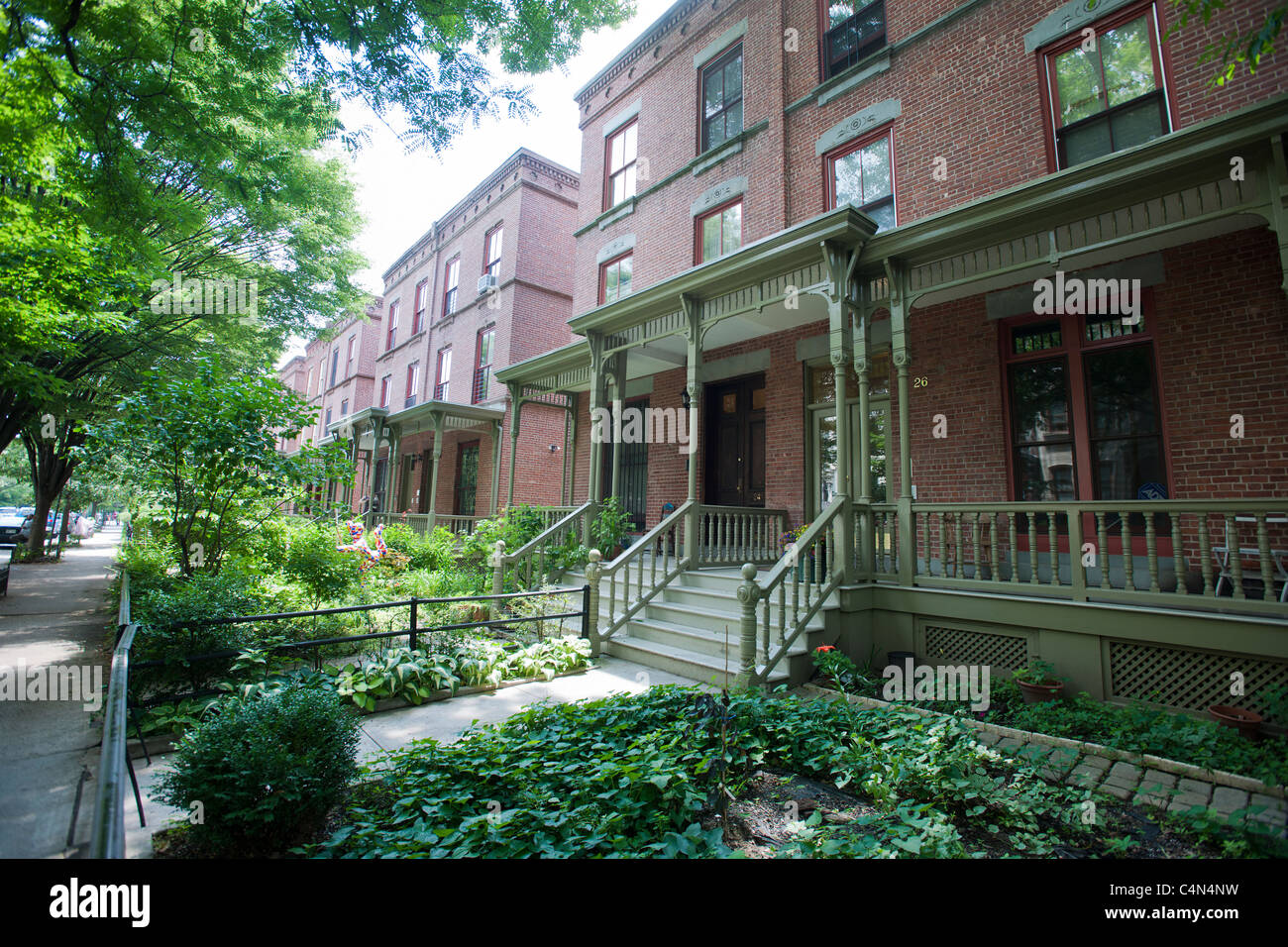 Astor Row townhouses, in the Harlem neighborhood of New York Stock