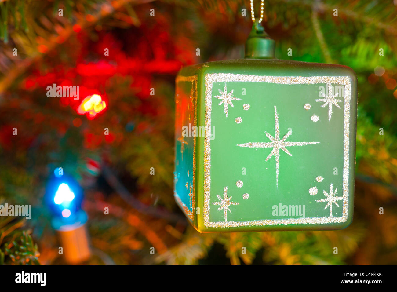 Christmas Ornament on a Christmas Tree Stock Photo