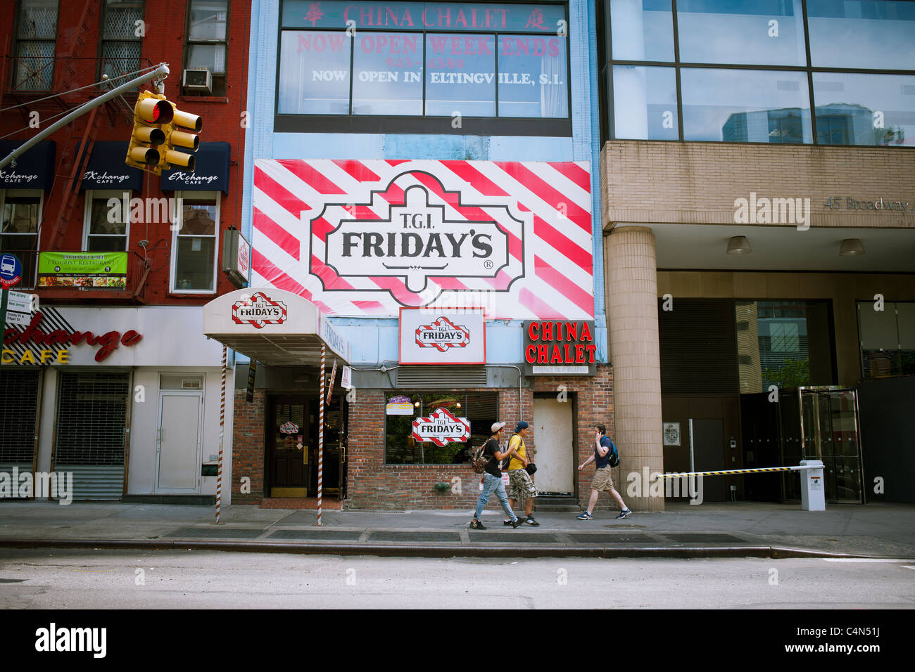 A Financial District branch of the T.G.I. Friday's restaurant chain in New York Stock Photo