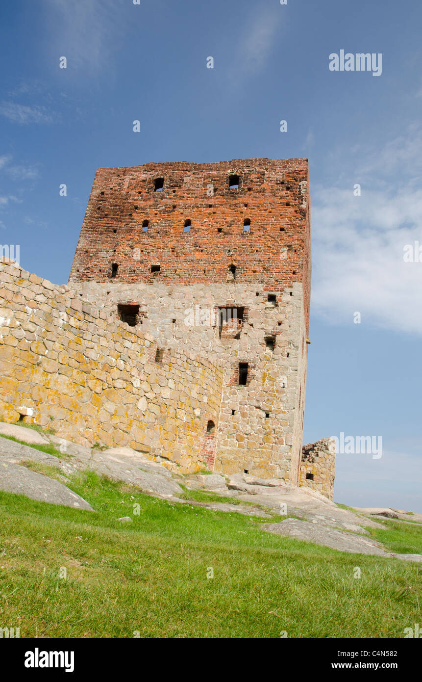Denmark, Island of Bornholm. Ruins of Hammershus Castle, the largest