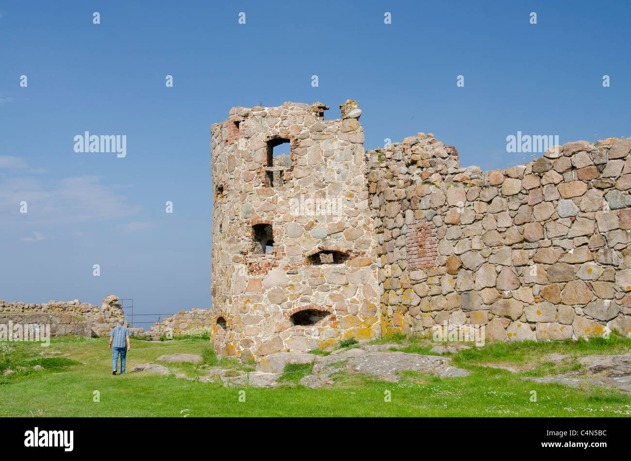 Denmark, Island of Bornholm. Ruins of Hammershus Castle, the largest