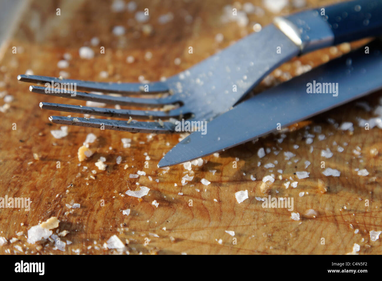 cutlery after a meal Stock Photo Alamy
