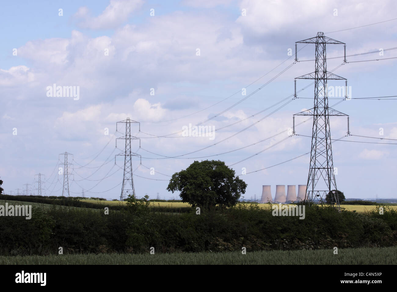 Trent Valley Power stations and pylons producing electricity for the east midlands Stock Photo